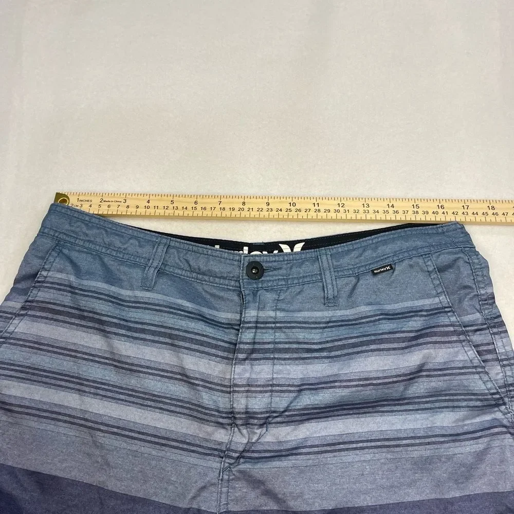 Hurley Blue Striped Board Shorts Swim Trunks Size 34